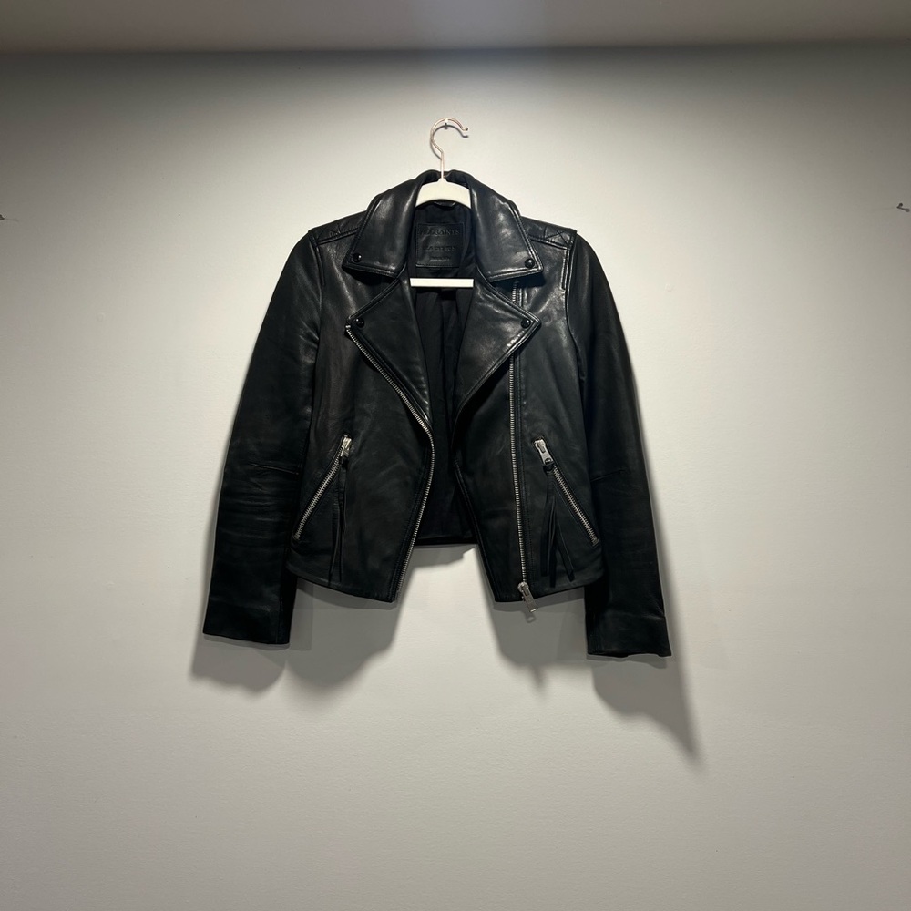 All Saints Black Leather Biker Jacket
